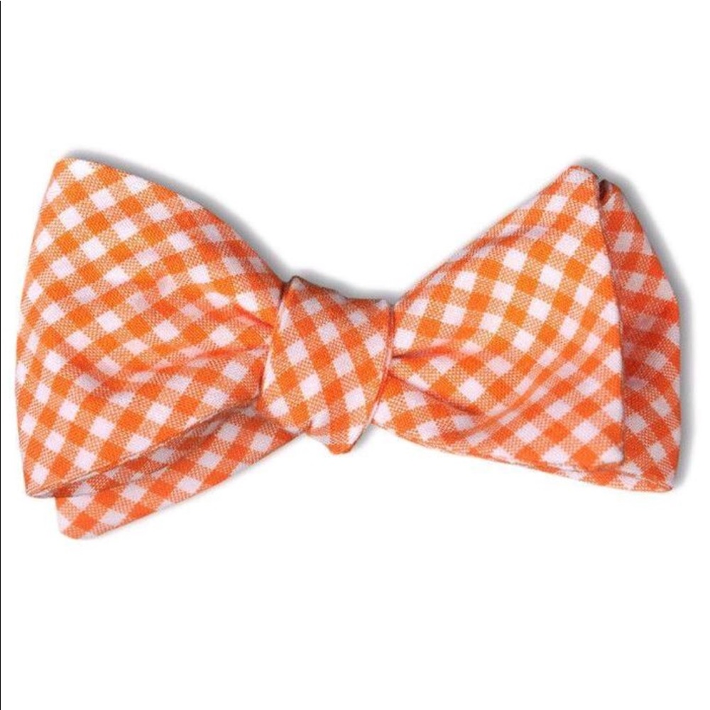 🏈 High Cotton | Orange and White Gingham Bow Tie